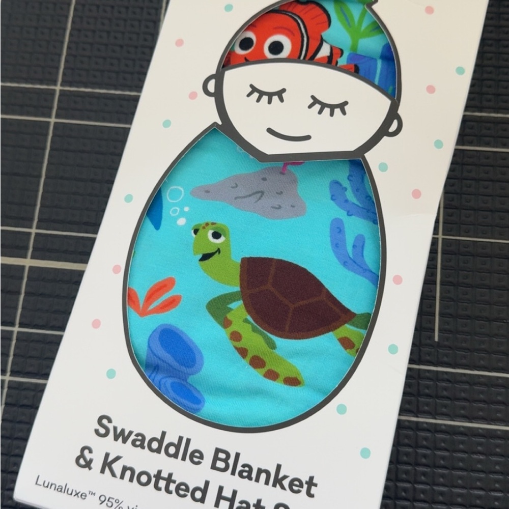 Little Sleepies Swaddle Blanket & Knotted Hat - Nemo